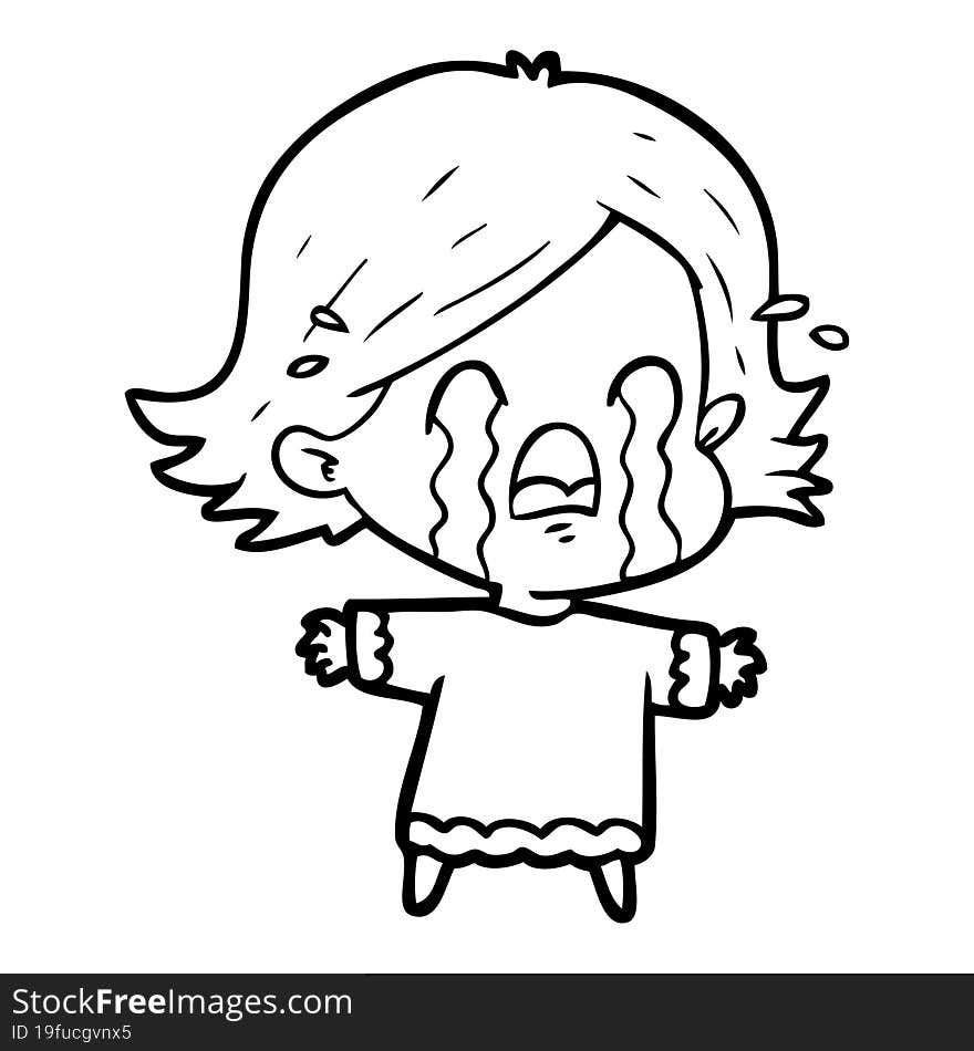 cartoon woman crying. cartoon woman crying