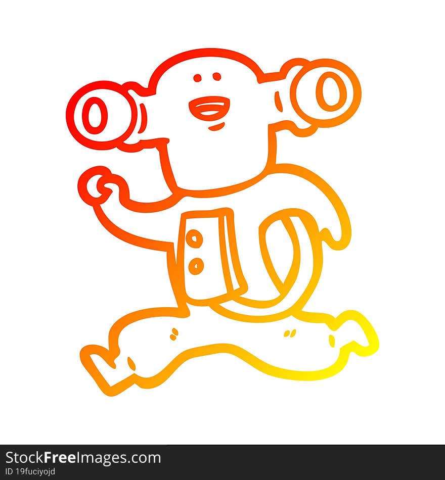 warm gradient line drawing friendly cartoon alien running