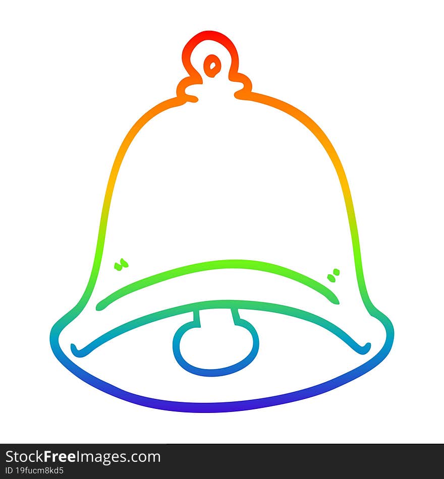 rainbow gradient line drawing cartoon ringing bell