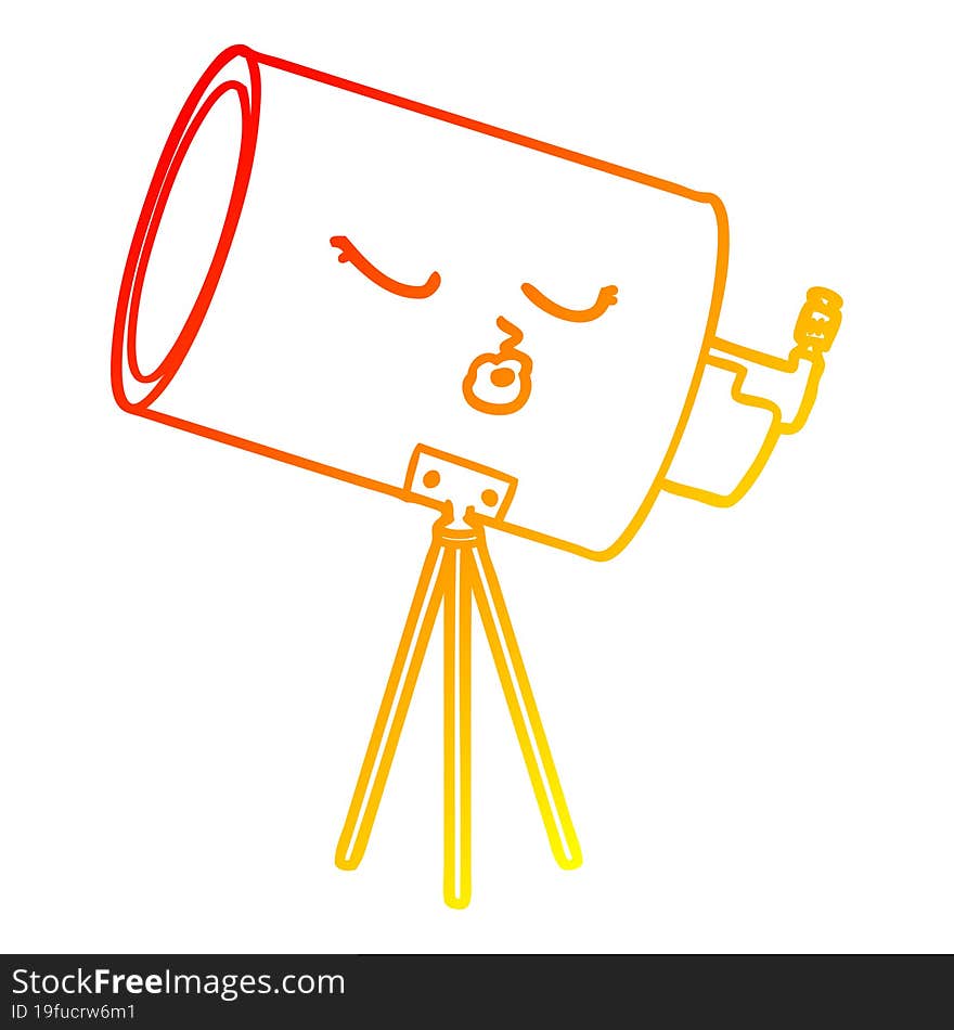 warm gradient line drawing cartoon telescope with face