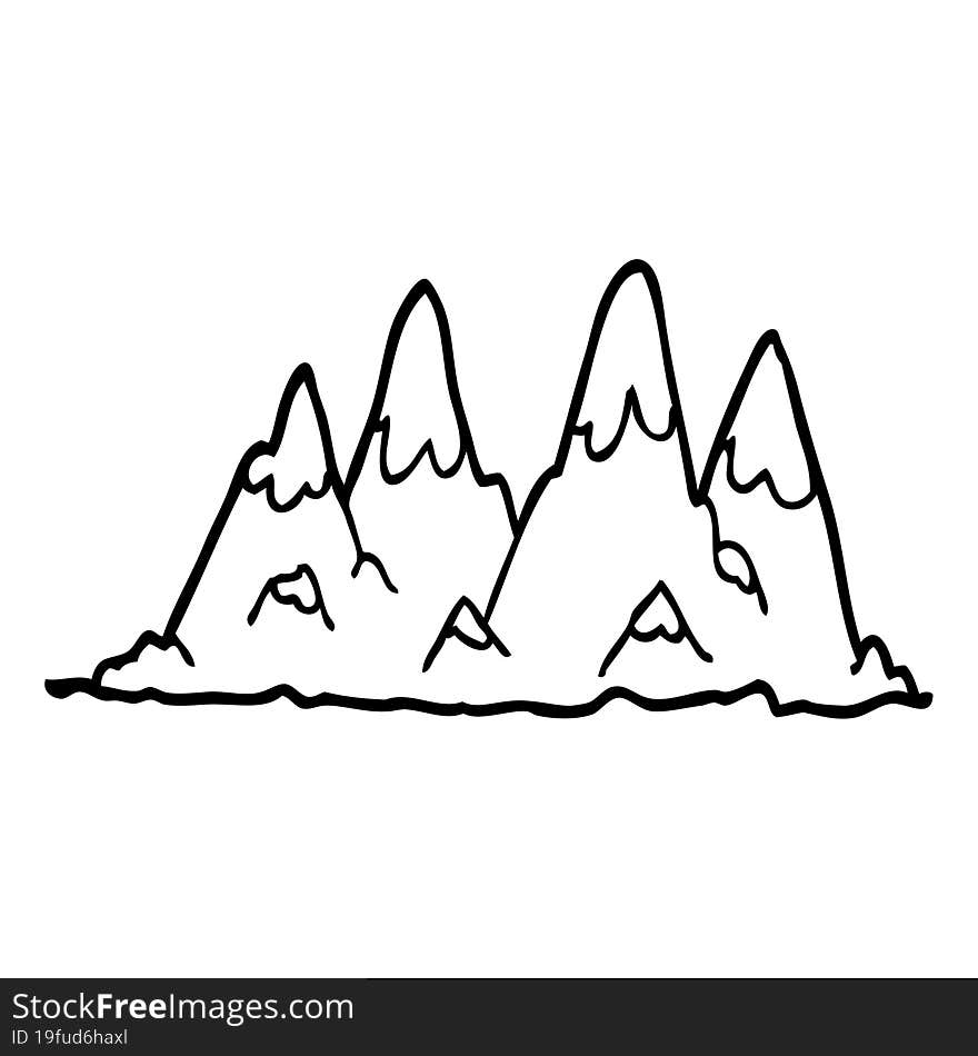 line drawing cartoon mountain range