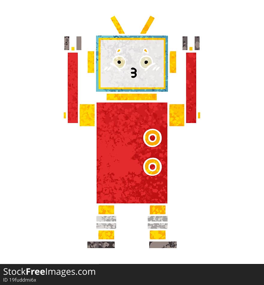 retro illustration style cartoon of a robot