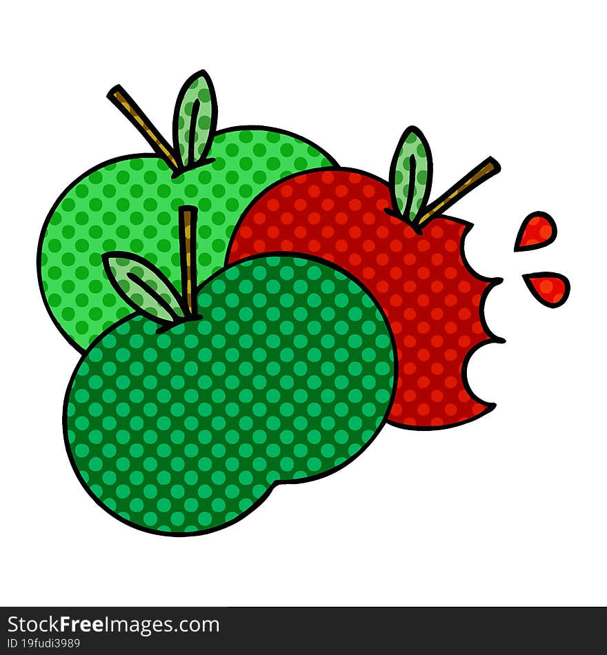 comic book style cartoon juicy apple