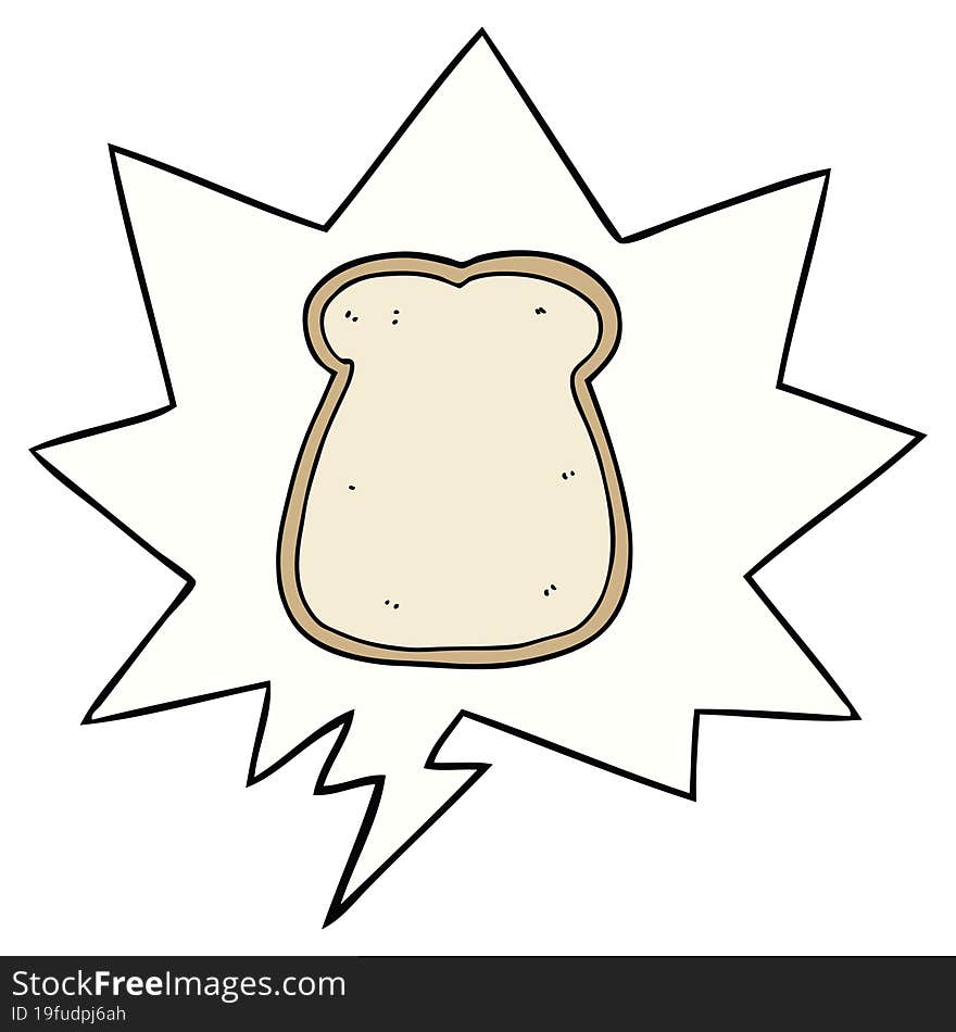 Cartoon Slice Of Bread And Speech Bubble