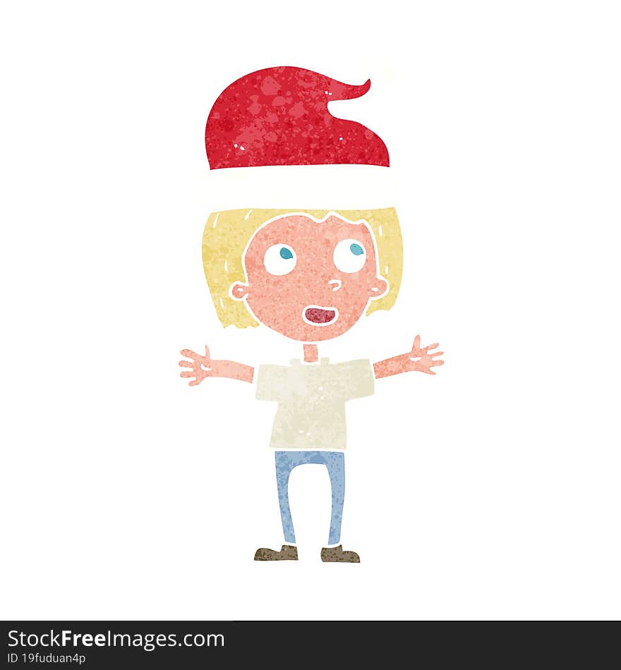 cartoon boy in christmas hat