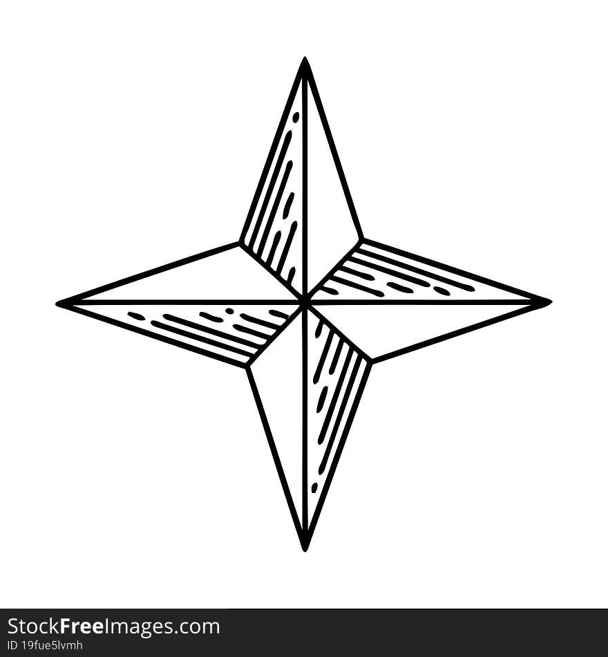 tattoo in black line style of a star. tattoo in black line style of a star