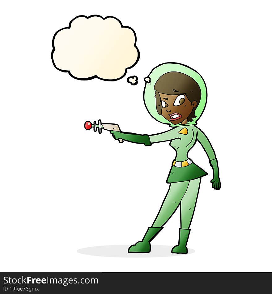 Cartoon Sci Fi Girl With Thought Bubble