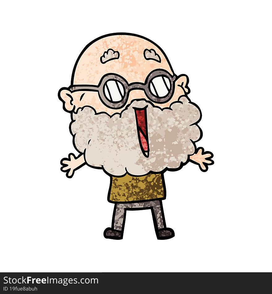 cartoon joyful man with beard. cartoon joyful man with beard