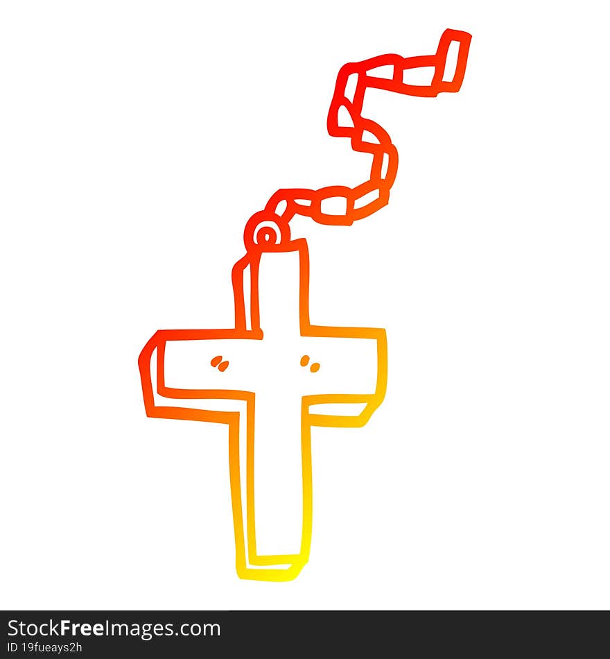 warm gradient line drawing of a cartoon gold crucifix