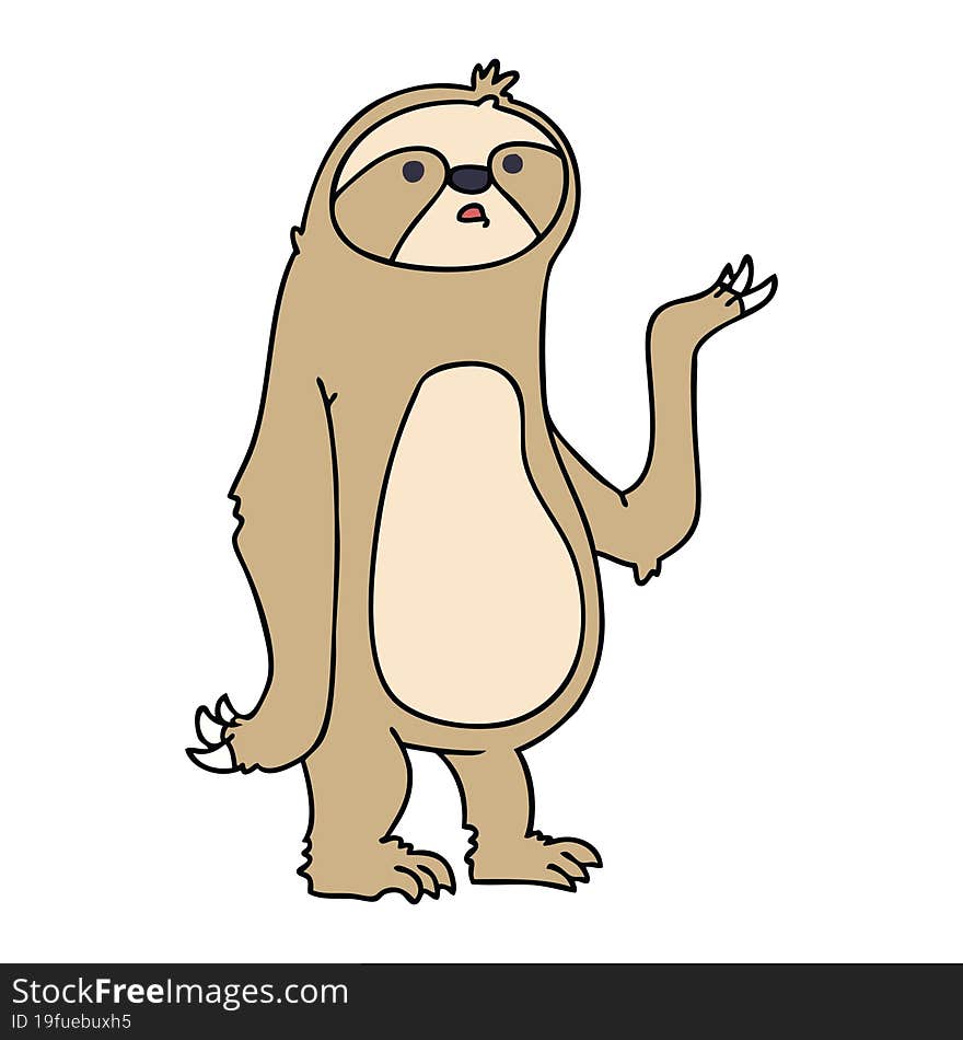 quirky hand drawn cartoon sloth