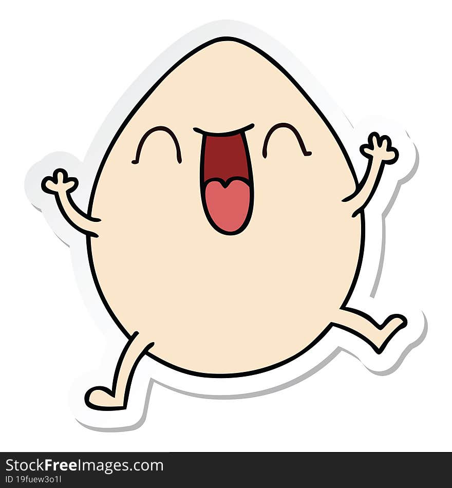 sticker of a quirky hand drawn cartoon egg