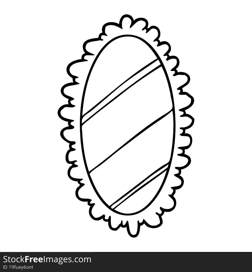 line drawing of a framed old mirror. line drawing of a framed old mirror