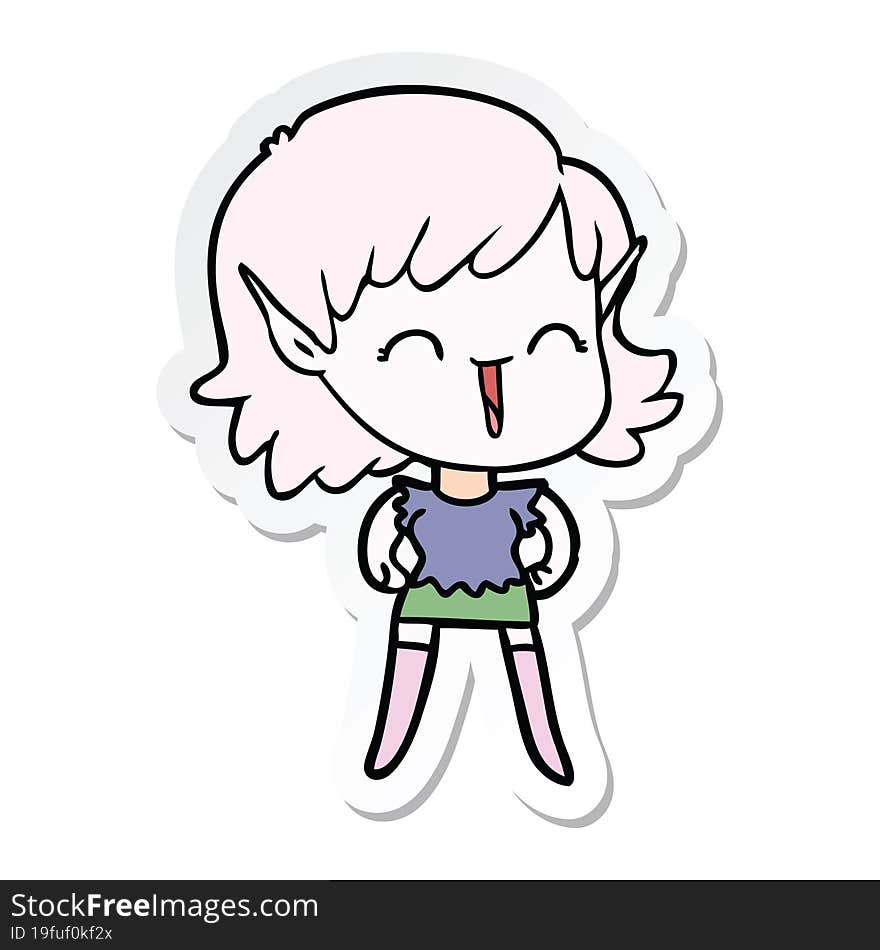 sticker of a cartoon elf girl