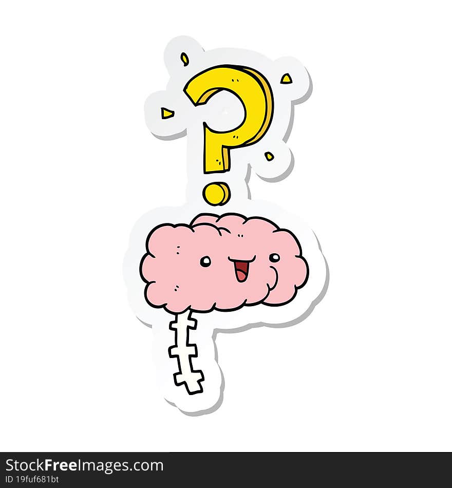 Sticker Of A Cartoon Curious Brain