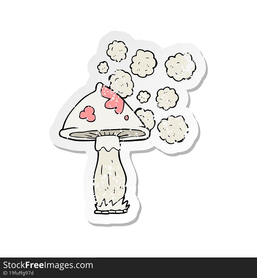 retro distressed sticker of a cartoon mushroom