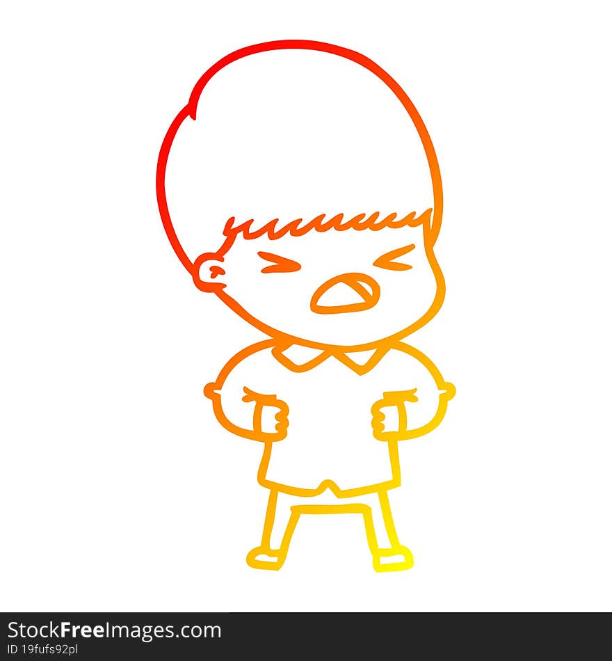 Warm Gradient Line Drawing Cartoon Stressed Man