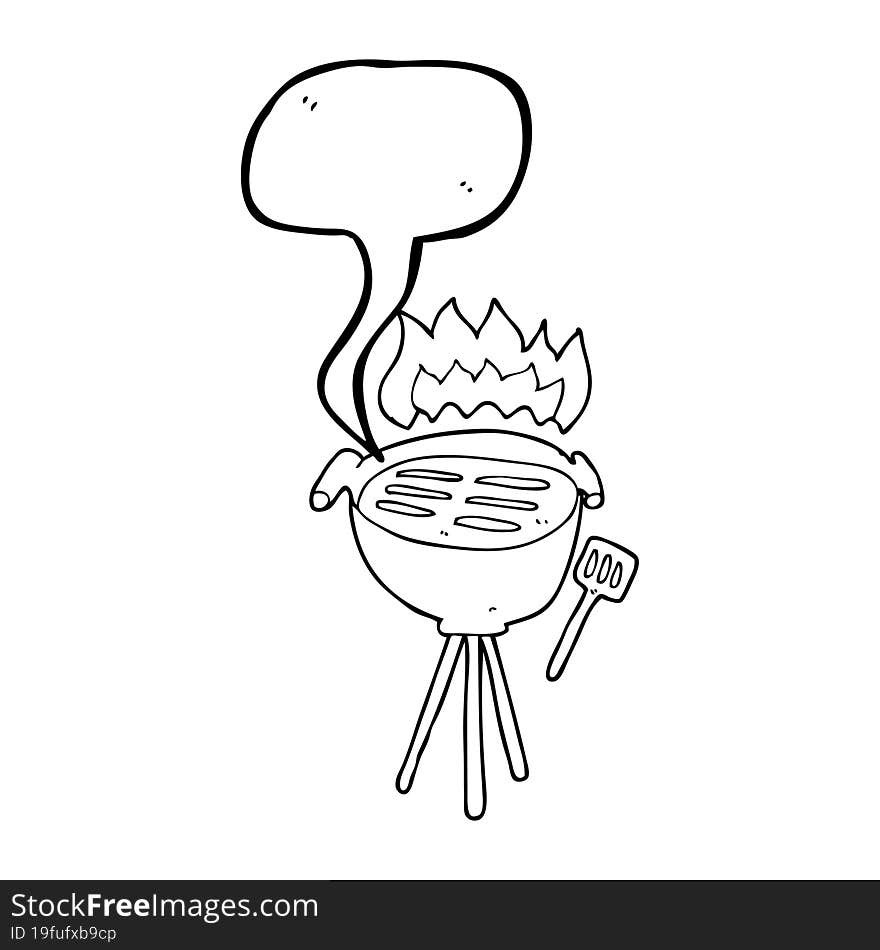 freehand drawn speech bubble cartoon barbecue