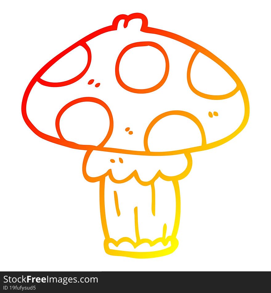 warm gradient line drawing cartoon mushroom