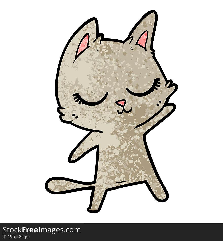 calm cartoon cat waving. calm cartoon cat waving