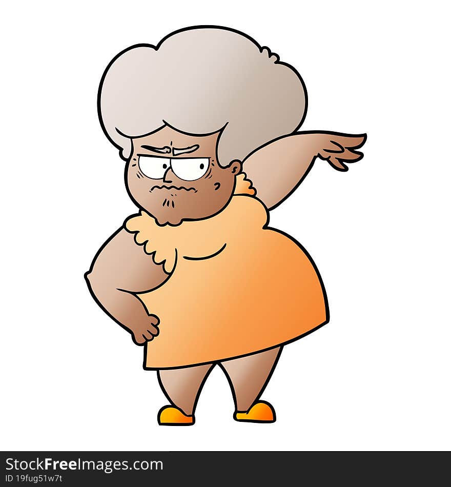 cartoon angry old woman. cartoon angry old woman