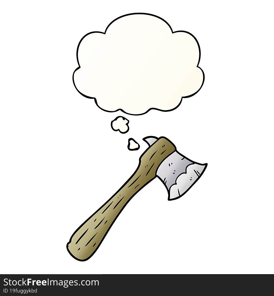 Cartoon Axe And Thought Bubble In Smooth Gradient Style