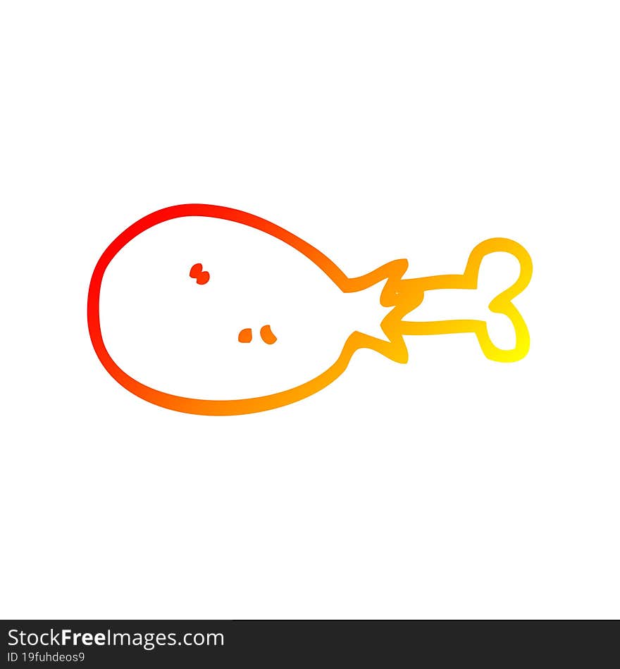 warm gradient line drawing cartoon cooked chicken leg