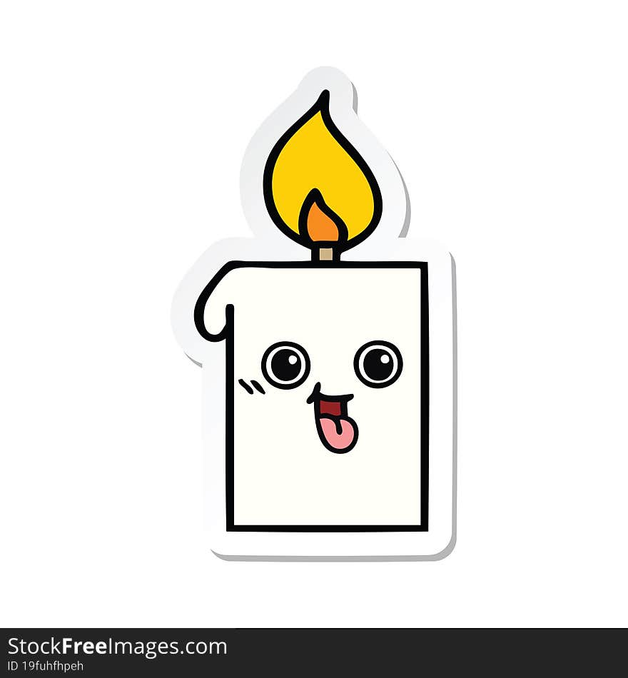 Sticker Of A Cute Cartoon Lit Candle