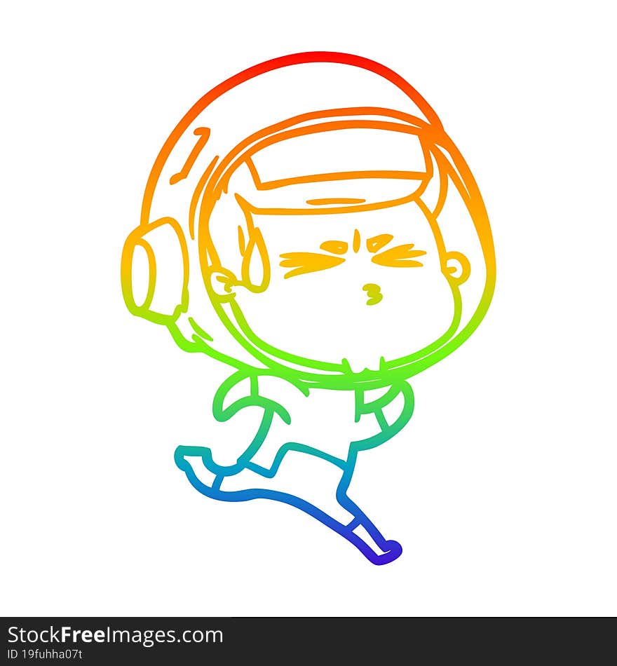 rainbow gradient line drawing cartoon stressed astronaut