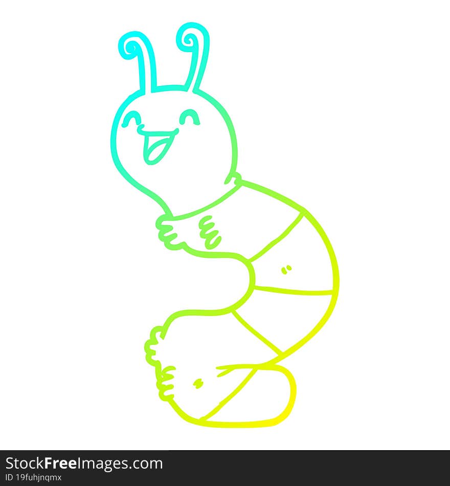 cold gradient line drawing cartoon happy caterpillar