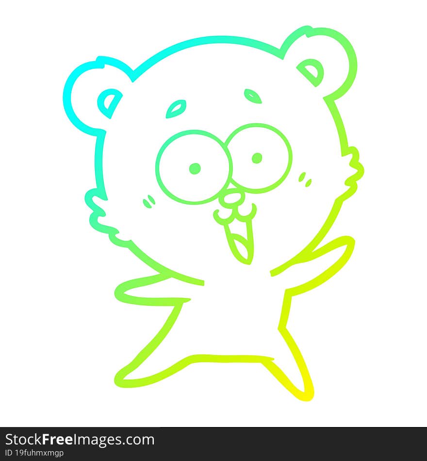 cold gradient line drawing of a laughing teddy  bear cartoon