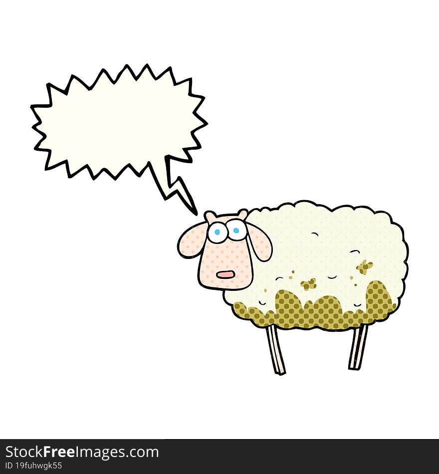 comic book speech bubble cartoon muddy sheep