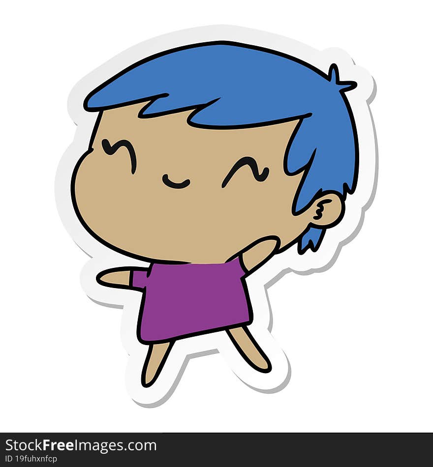 sticker cartoon illustration of a cute kawaii girl. sticker cartoon illustration of a cute kawaii girl