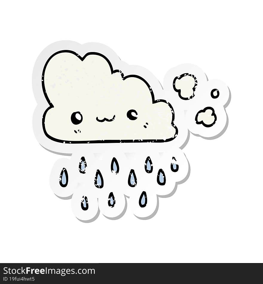 distressed sticker of a cartoon storm cloud