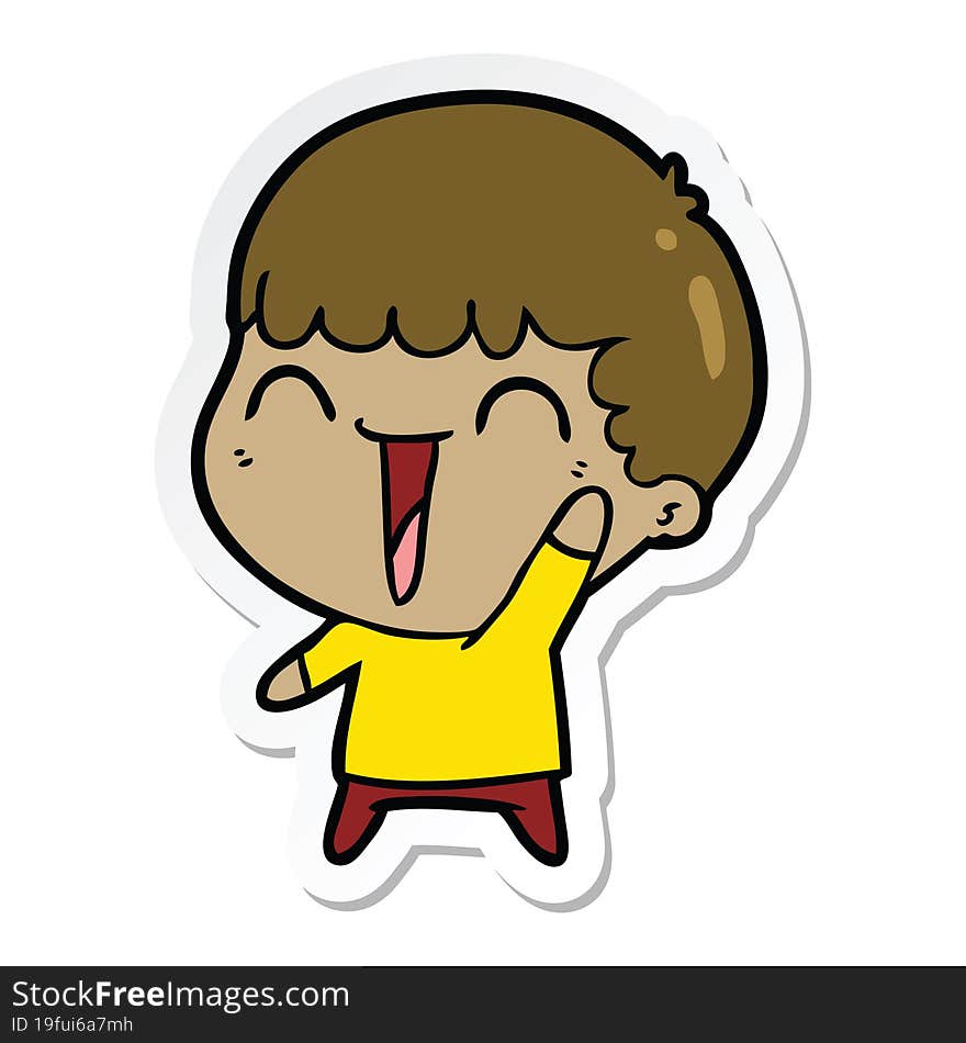 sticker of a cartoon happy man