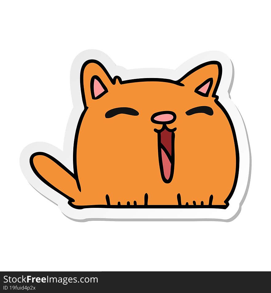 sticker cartoon of cute kawaii cat