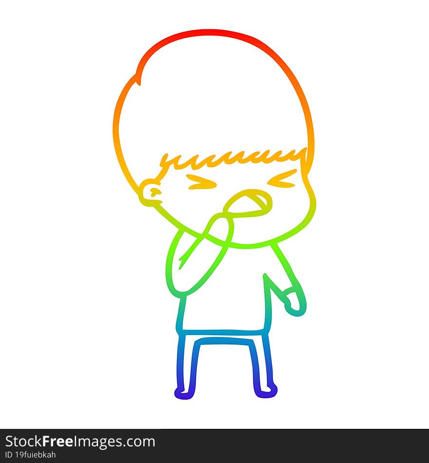 rainbow gradient line drawing cartoon stressed man