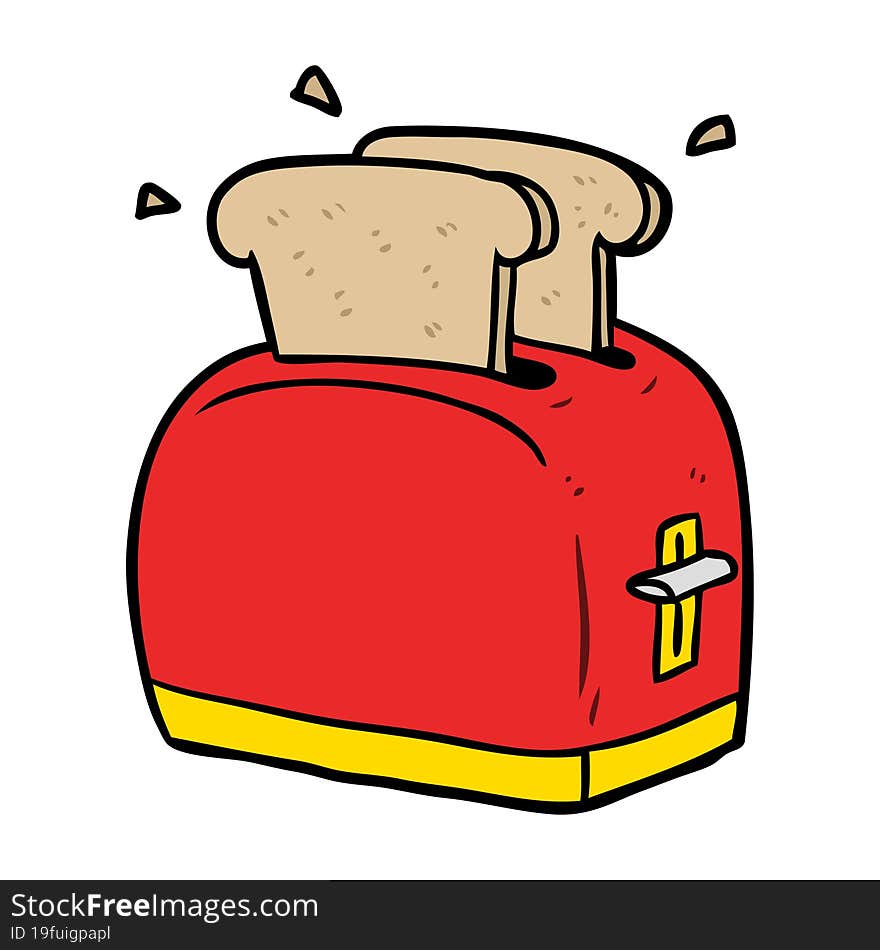 cartoon toaster toasting bread. cartoon toaster toasting bread