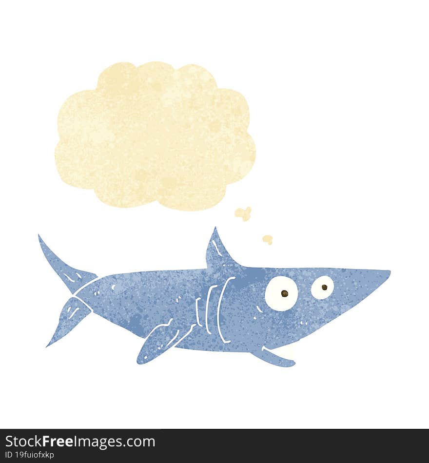 cartoon happy shark with thought bubble