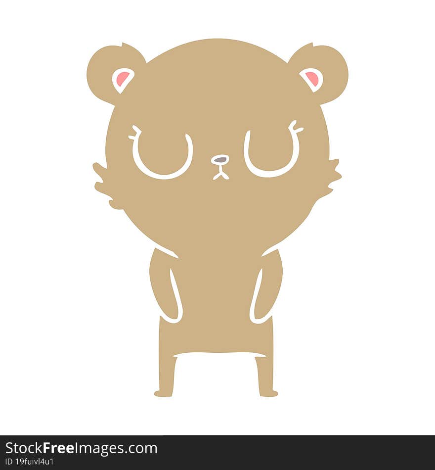 peaceful flat color style cartoon bear