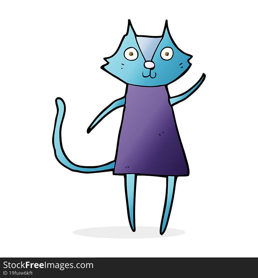 cute cartoon black cat waving