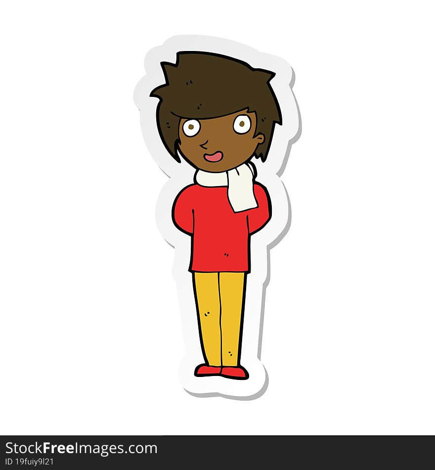 sticker of a cartoon friendly man