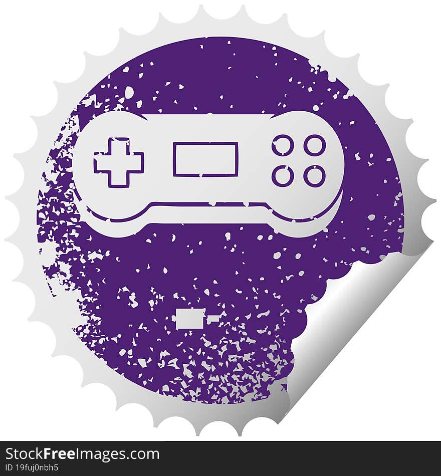 distressed circular peeling sticker symbol game controller