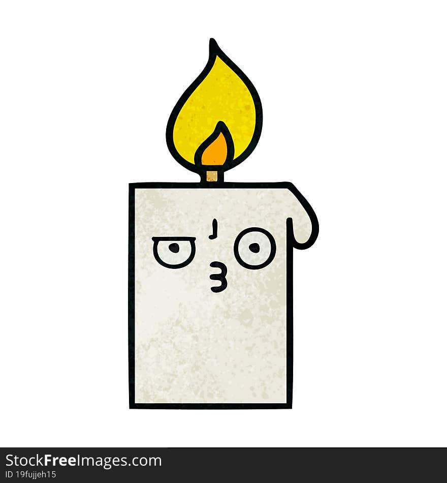 retro grunge texture cartoon of a lit candle