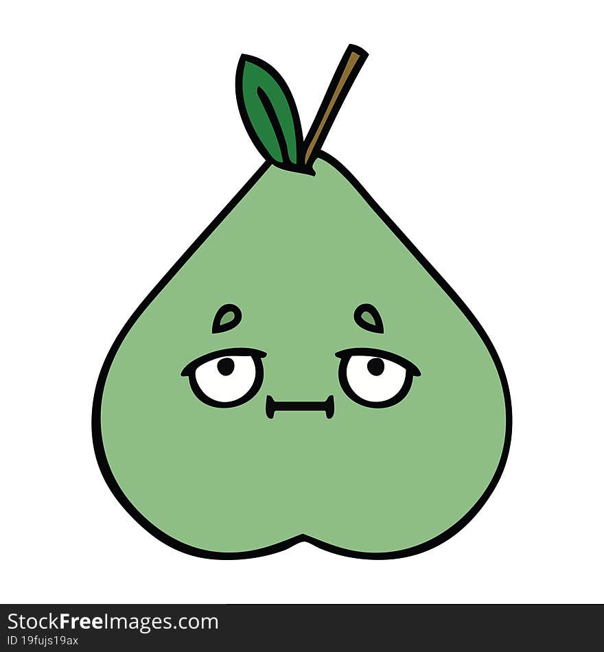 cute cartoon of a green pear. cute cartoon of a green pear