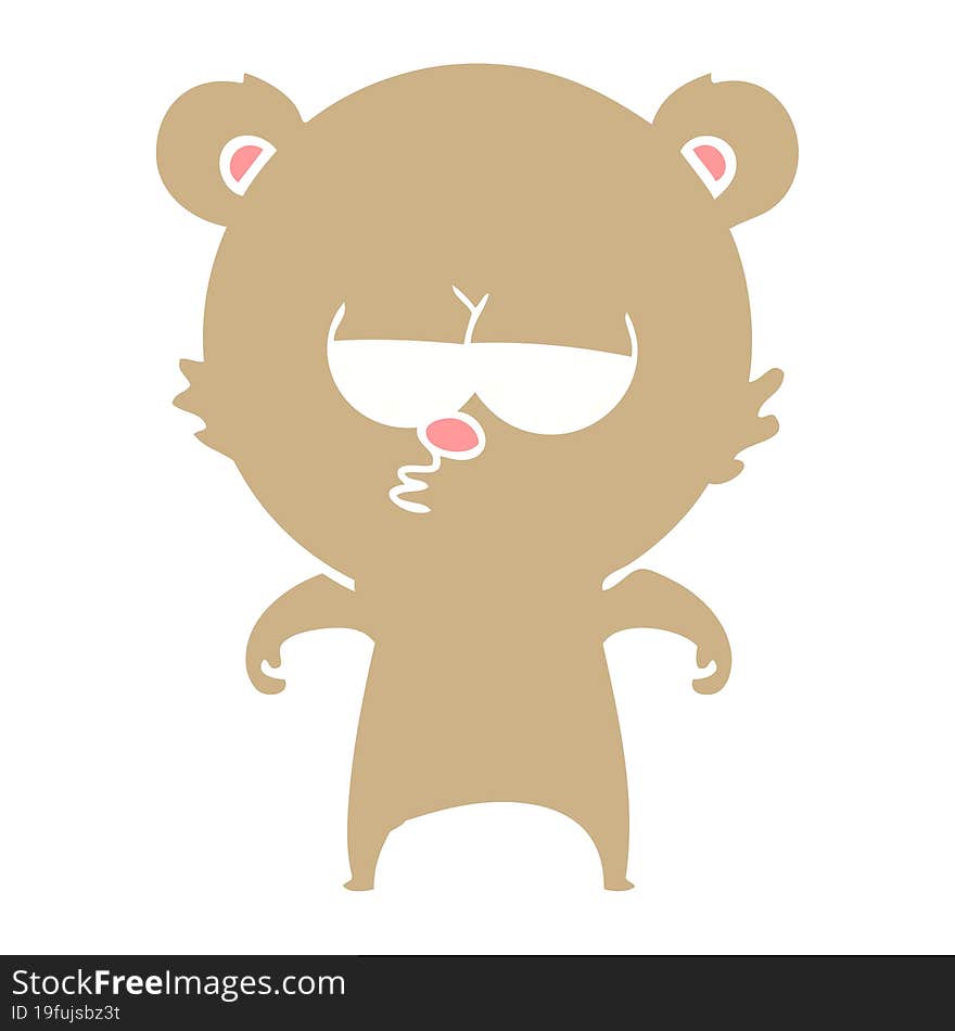 bored bear flat color style cartoon