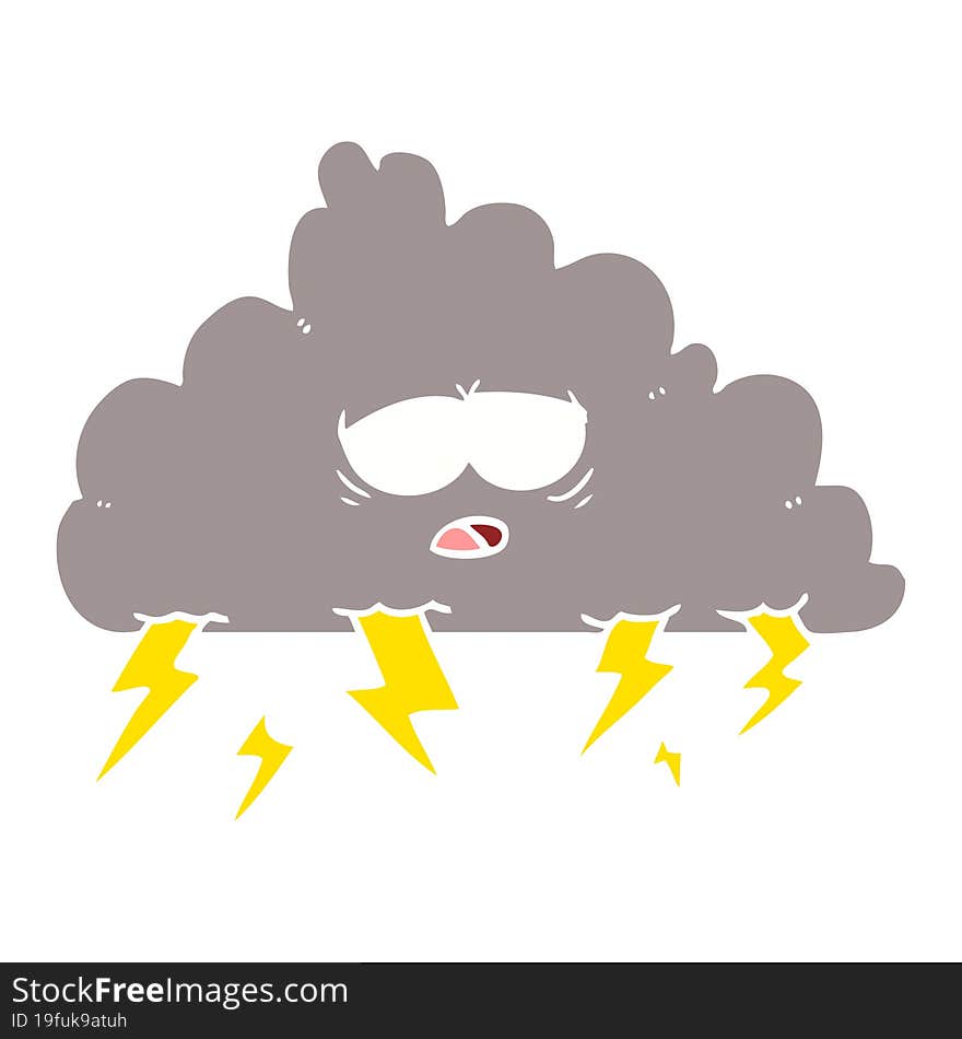 flat color style cartoon storm cloud