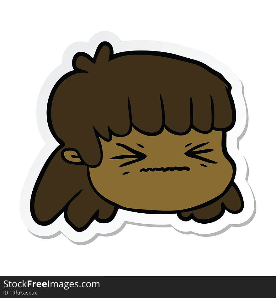 sticker of a cartoon female face