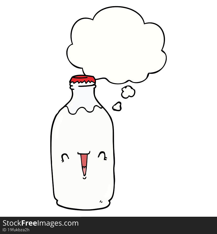 cute cartoon milk bottle and thought bubble