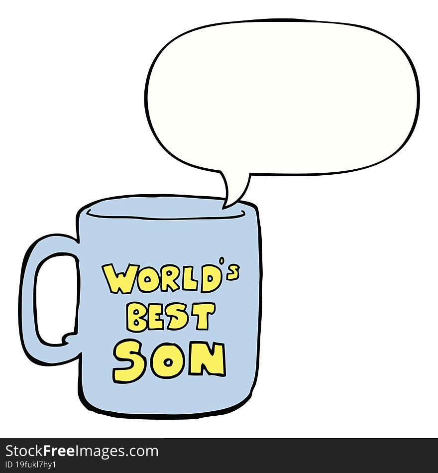 worlds best son mug and speech bubble