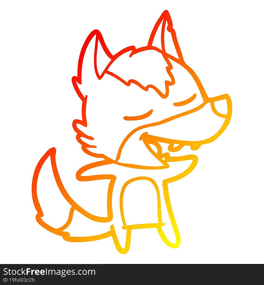 warm gradient line drawing cartoon wolf laughing